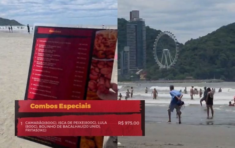 Turista reclama de combo de R$975,00 em praia de Balneário Camboriú: ‘cadê o Procon?’