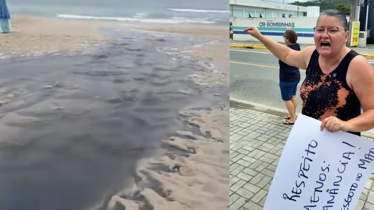 Após vídeo de ‘cocô jorrando’ para o mar, população de Bombinhas protesta contra a Aegea