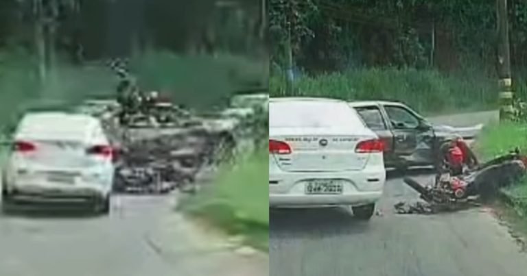 “Em plena sexta-feira 13″: motociclista ‘azarado’ é surpreendido por carro desgovernado em SC