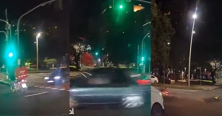 “Avançou o vermelho”: carro atinge motoboy em cruzamento da Beira Mar, em Florianópolis