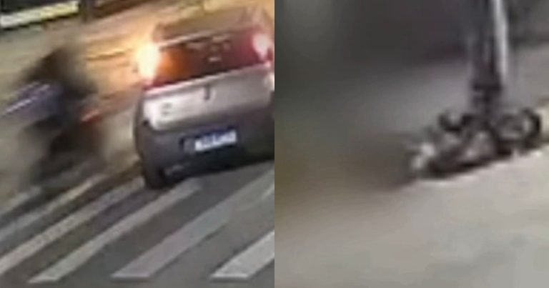 Motoboy de Brusque fica entre a vida e a morte após bater violentamente em poste