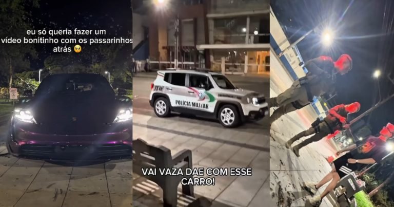 “Só queria fazer vídeo bonitinho”: influenciador critica abordagem da PMSC, após subir com Porsche em calçada
