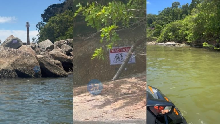 ‘Praia particular?’: piloto de jet ski questiona placas e cordas em Balneário Camboriú