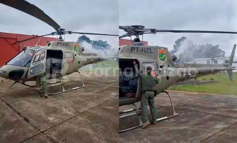 URGENTE: Helicóptero da PMSC tem pane no ar e piloto salva tripulação com pouso de emergência