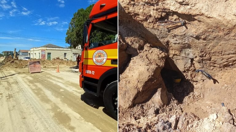 Homem é retirado com vida após soterramento em obra&nbsp;de SC