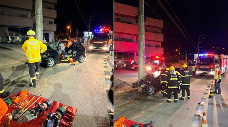 Motorista morre após perder o controle e bater carro contra poste em SC