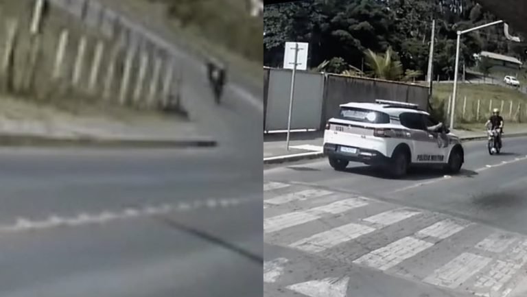 Motociclista tem o pior momento durante grau ao se deparar com a “barca” da PM em SC