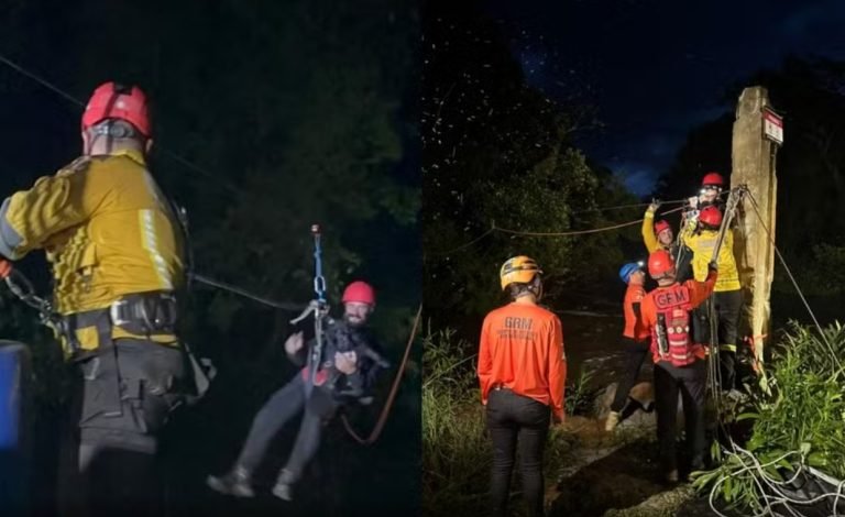 ‘Cabo de aço, lanternas e escuridão’: a operação para resgatar 16 trilheiros ilhados em Garuva