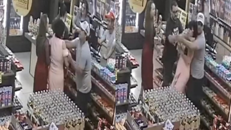 “Ia me matar”: desconhecido agarra mulher pelo pescoço em posto e homens salvam ela em SC; VÍDEO