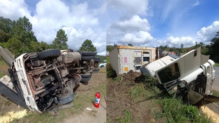 Caminhoneiro de 52 anos morre preso às ferragens após carreta sair da pista em SC