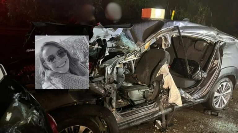 Identificada mulher que morreu após carro rodar na pista e ser atingido por caminhão em SC