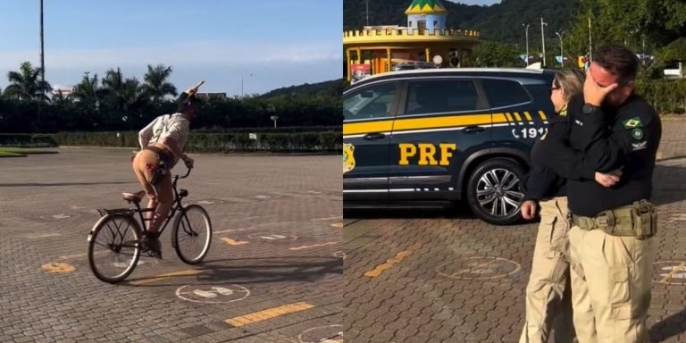 “Não repitam em casa”: artista ‘empina’ na frente da PRF e reação dos policiais surpreende em SC