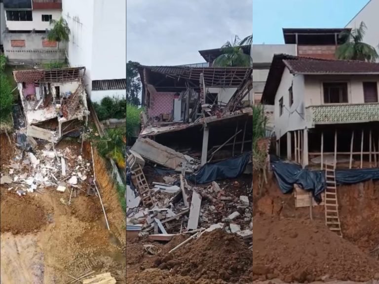 Construtora paga R$ 1 mil ‘de ajuda’ após obra derrubar casa de família em Blumenau; VÍDEOS