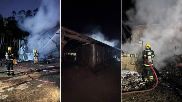Incêndio destrói estufa de milho e provoca colapso parcial de galpão&nbsp;no Sul de SC: “por pouco não foi uma tragédia”